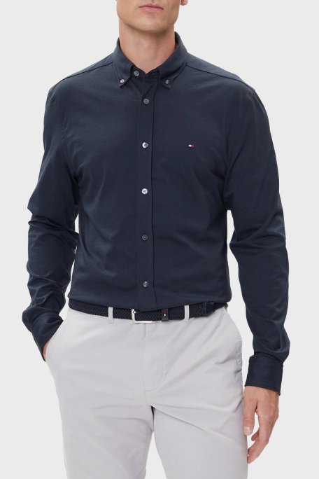 Tommy Hilfiger Pamuklu Regular Fit Düğmeli Yaka Uzun Kollu Erkek Gömlek MW0MW39418 DW5 LACİVERT - Tommy Hilfiger