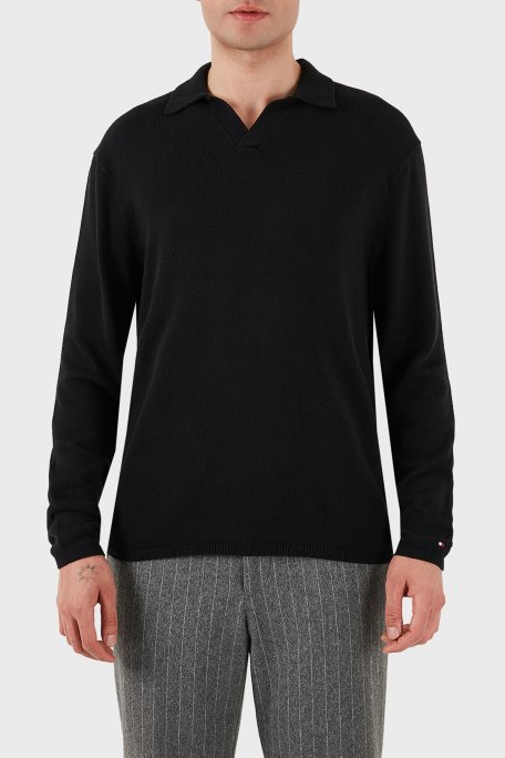 Tommy Hilfiger Pamuklu Regular Fit Erkek Polo Yaka Sweat MW0MW40444 BDS SİYAH - Tommy Hilfiger