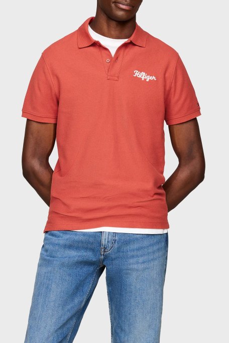 Tommy Hilfiger Pamuklu Regular Fit Erkek Polo Yaka T Shirt MW0MW35603 XM0 KİREMİT - Tommy Hilfiger