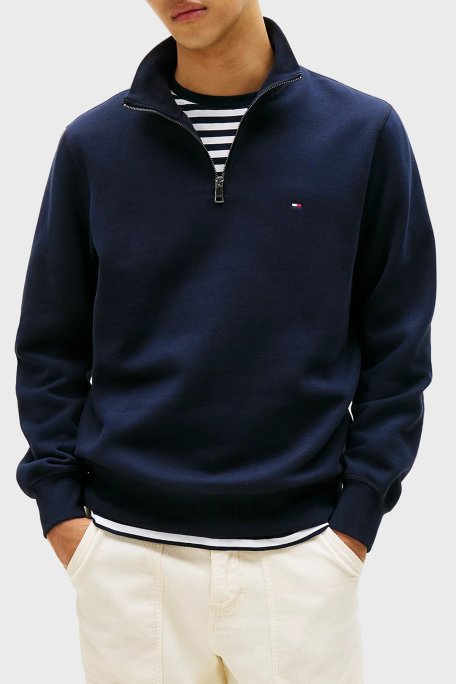 Tommy Hilfiger Pamuklu Regular Fit Fermuarlı Dik Yaka Erkek Sweat MW0MW37233 DW5 LACİVERT - Tommy Hilfiger