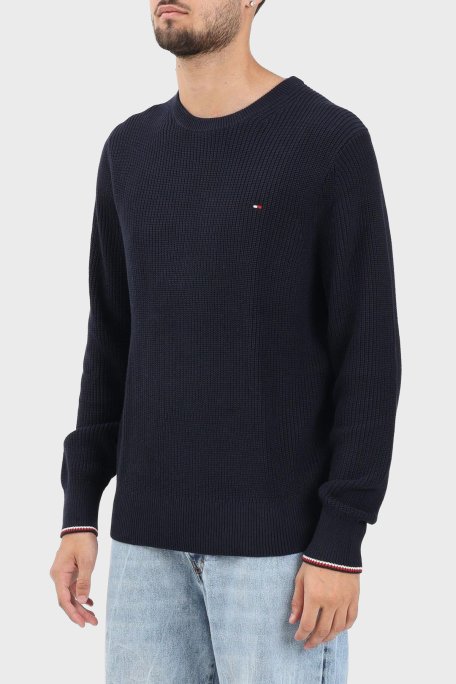 Tommy Hilfiger Pamuklu Regular Fit Logolu Bisiklet Yaka Erkek Kazak MW0MW41516 DW5 LACİVERT - Tommy Hilfiger (1)