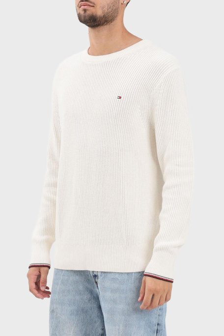 Tommy Hilfiger Pamuklu Regular Fit Logolu Bisiklet Yaka Erkek Kazak MW0MW41516 Z00 AÇIK BEJ - Tommy Hilfiger (1)