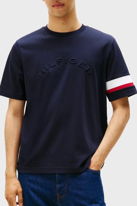 Tommy Hilfiger Pamuklu Regular Fit Logolu Bisiklet Yaka Erkek T Shirt MW0MW40018 DW5 LACİVERT - Tommy Hilfiger
