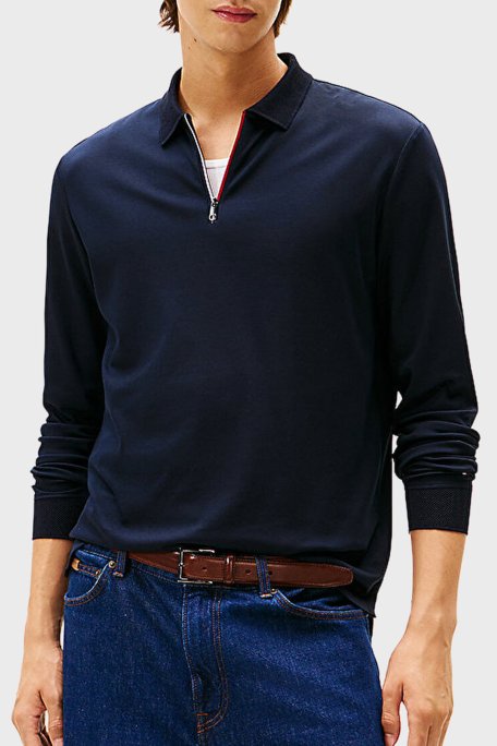 Tommy Hilfiger Pamuklu Regular Fit Logolu Erkek Polo Yaka Sweat MW0MW40302 DW5 LACİVERT - Tommy Hilfiger