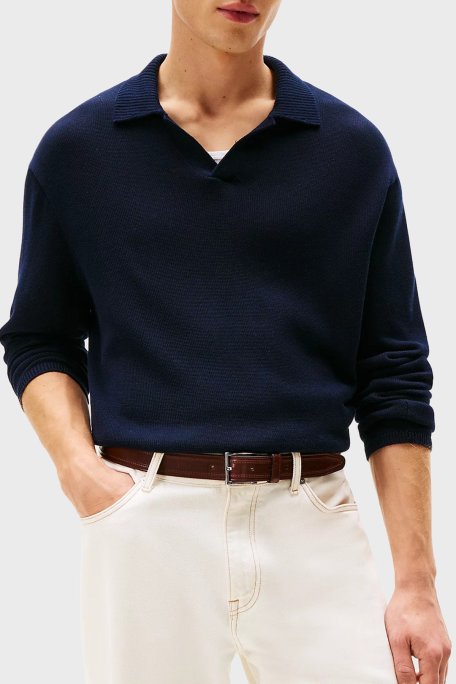 Tommy Hilfiger Pamuklu Regular Fit Logolu Erkek Polo Yaka Sweat MW0MW40444 DW5 LACİVERT - Tommy Hilfiger