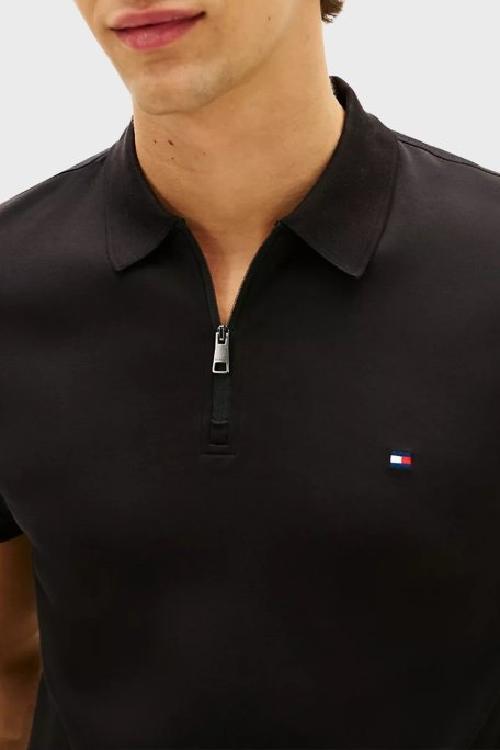 Tommy Hilfiger Pamuklu Regular Fit Logolu Fermuarlı Erkek Polo Yaka T Shirt MW0MW42758 BDS SİYAH - Tommy Hilfiger (1)