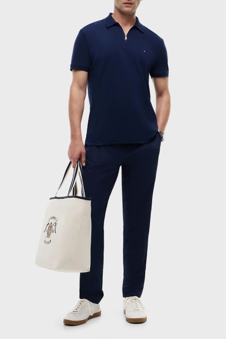 Tommy Hilfiger Pamuklu Regular Fit Logolu Fermuarlı Erkek Polo Yaka T Shirt MW0MW42758 DCC LACİVERT - Tommy Hilfiger (1)