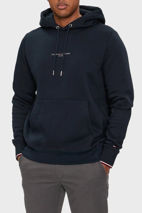 Tommy Hilfiger Pamuklu Regular Fit Logolu Kapüşon Yaka Erkek Sweat MW0MW32673 DW5 LACİVERT - Tommy Hilfiger