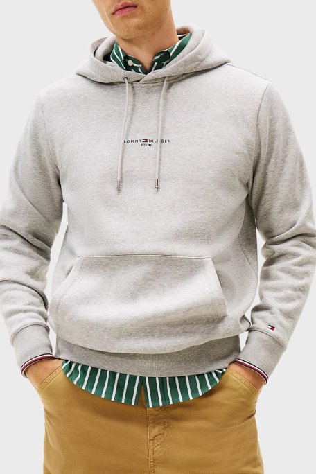 Tommy Hilfiger Pamuklu Regular Fit Logolu Kapüşon Yaka Erkek Sweat MW0MW32673 P01 GRİ - Tommy Hilfiger