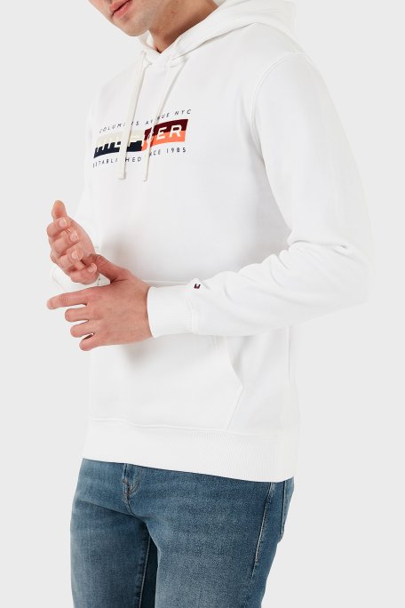 Tommy Hilfiger Pamuklu Regular Fit Logolu Kapüşon Yaka Erkek Sweat MW0MW40041 YBR BEYAZ - Tommy Hilfiger (1)