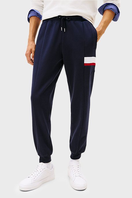 Tommy Hilfiger Pamuklu Regular Fit Logolu Normal Bel Erkek Pantolon MW0MW40416 DW5 LACİVERT - Tommy Hilfiger