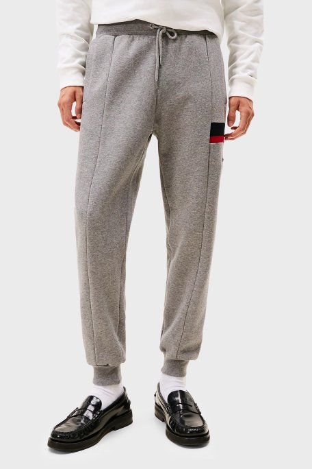 Tommy Hilfiger Pamuklu Regular Fit Logolu Normal Bel Erkek Pantolon MW0MW40416 P91 GRİ - Tommy Hilfiger