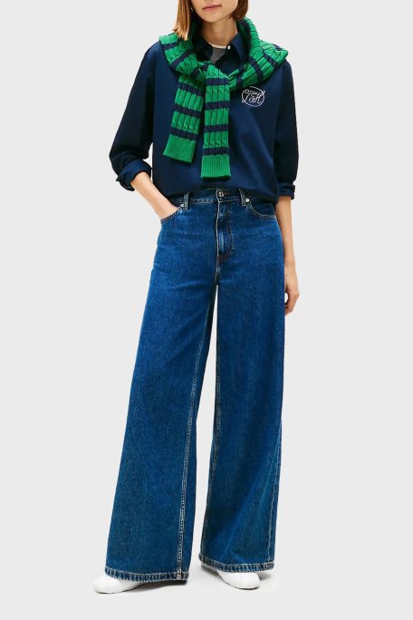 Tommy Hilfiger Pamuklu Regular Fit Logolu Uzun Kollu Bayan Gömlek WW0WW48190 C1G LACİVERT - Tommy Hilfiger (1)