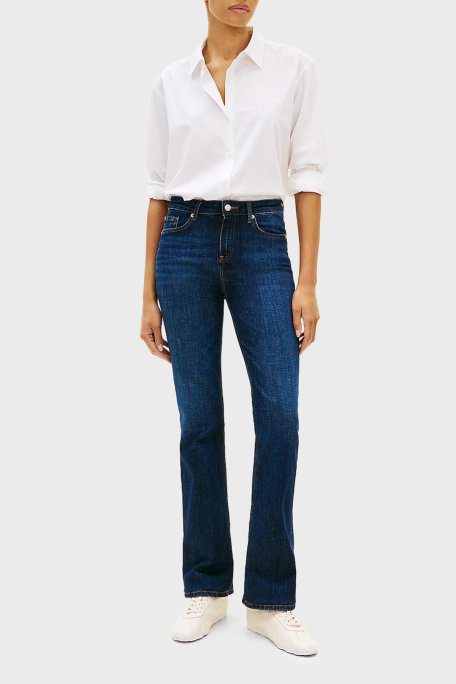 Tommy Hilfiger Pamuklu Regular Fit Logolu Uzun Kollu Bayan Gömlek WW0WW48190 YCF BEYAZ - Tommy Hilfiger (1)