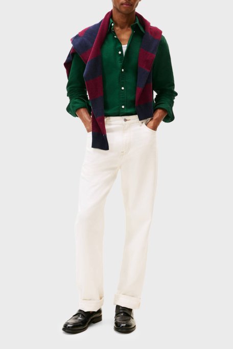 Tommy Hilfiger Pamuklu Regular Fit Logolu Uzun Kollu Erkek Gömlek MW0MW35774 0IA YEŞİL - Tommy Hilfiger (1)