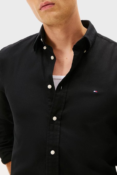 Tommy Hilfiger Pamuklu Regular Fit Logolu Uzun Kollu Erkek Gömlek MW0MW40469 BDS SİYAH - Tommy Hilfiger (1)