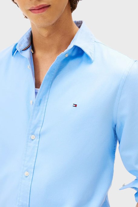 Tommy Hilfiger Pamuklu Regular Fit Logolu Uzun Kollu Erkek Gömlek MW0MW40469 C1Z MAVİ - Tommy Hilfiger (1)