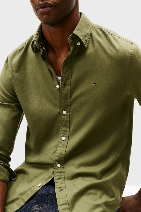 Tommy Hilfiger Pamuklu Regular Fit Logolu Uzun Kollu Erkek Gömlek MW0MW40469 PLI YEŞİL - Tommy Hilfiger (1)