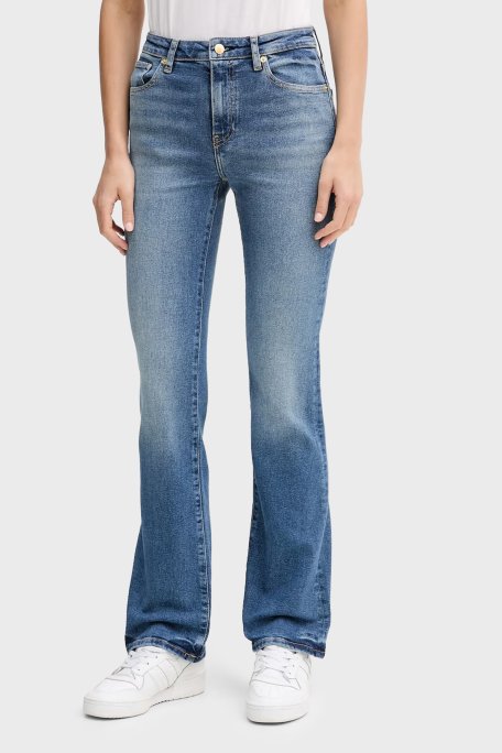 Tommy Hilfiger Pamuklu Regular Fit Normal Bel Bol Paça Jeans Bayan Kot Pantolon WW0WW47701 1A4 MAVİ - Tommy Hilfiger