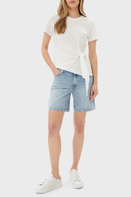 Tommy Hilfiger Pamuklu Regular Fit Normal Bel Kot Bayan Short WW0WW45505 1AC AÇIK MAVİ - Tommy Hilfiger (1)