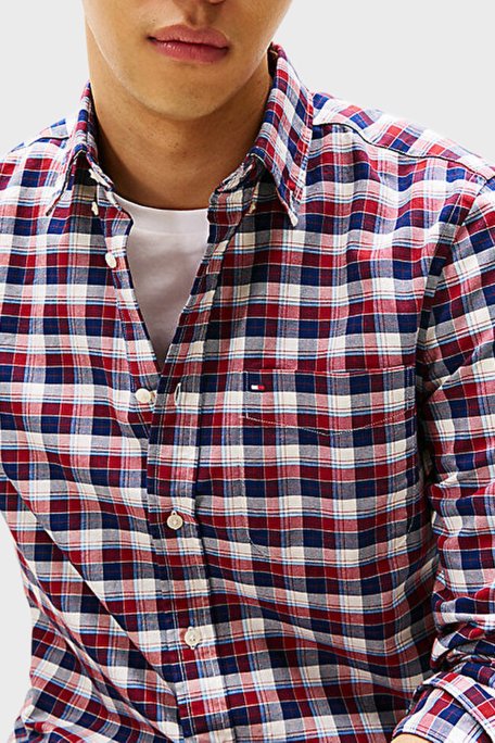Tommy Hilfiger Pamuklu Regular Fit Uzun Kollu Ekoseli Erkek Gömlek MW0MW40465 0QJ KIRMIZI - Tommy Hilfiger (1)