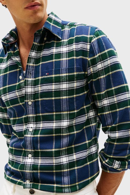 Tommy Hilfiger Pamuklu Regular Fit Uzun Kollu Ekoseli Erkek Gömlek MW0MW40473 0N5 YEŞİL-BEYAZ - Tommy Hilfiger (1)
