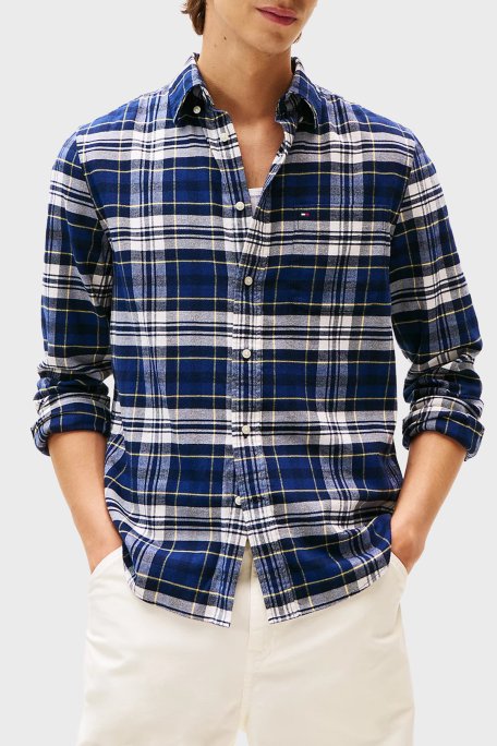 Tommy Hilfiger Pamuklu Regular Fit Uzun Kollu Erkek Gömlek MW0MW41345 0MS LACİVERT-BEYAZ - Tommy Hilfiger