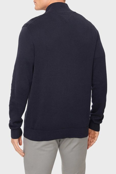 Tommy Hilfiger Pamuklu Regular Fit Yarım Fermuarlı Dik Yaka Erkek Kazak MW0MW37331 DW5 LACİVERT - Tommy Hilfiger (1)