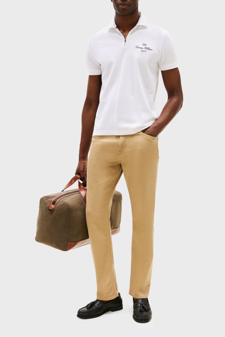 Tommy Hilfiger Pamuklu Regular Fit Yarım Fermuarlı Erkek Polo Yaka T Shirt MW0MW39550 YBR BEYAZ - Tommy Hilfiger (1)