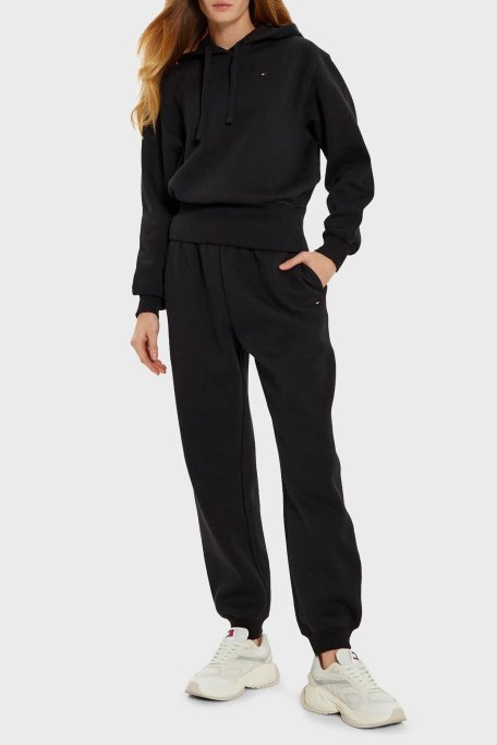 Tommy Hilfiger Pamuklu Regular Fit Yüksek Bel Daralan Paça Jogger Bayan Pantolon WW0WW45966 BDS SİYAH - Tommy Hilfiger