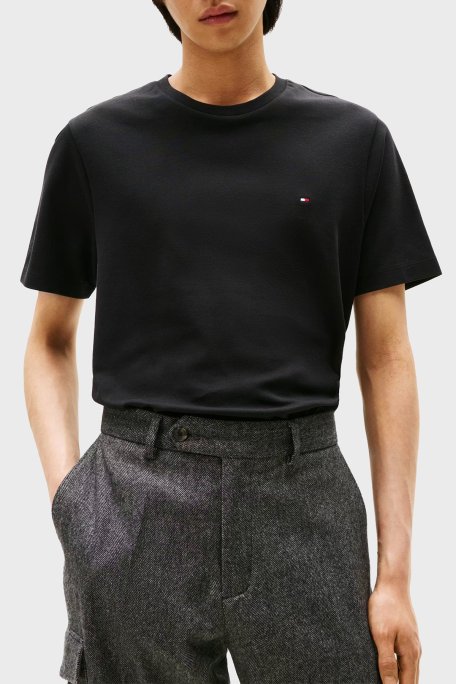 Tommy Hilfiger Pamuklu Reguları Fit Logolu Bisiklet Yaka Erkek T Shirt MW0MW37508 BDS SİYAH - Tommy Hilfiger