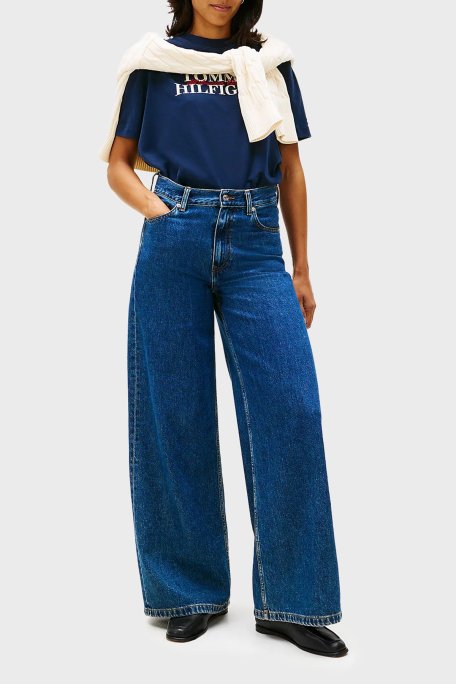 Tommy Hilfiger Pamuklu Relaxed Fit Bisiklet Yaka Bayan T Shirt WW0WW47884 C1G LACİVERT - Tommy Hilfiger (1)