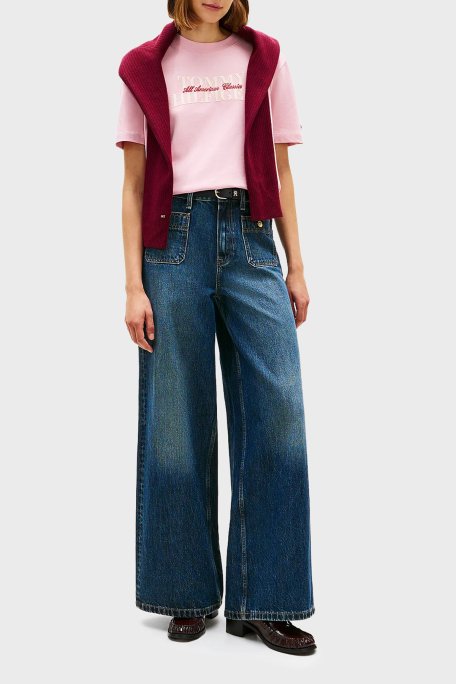 Tommy Hilfiger Pamuklu Relaxed Fit Logolu Bisiklet Yaka Bayan T Shirt WW0WW47884 TPG AÇIK PEMBE - Tommy Hilfiger (1)