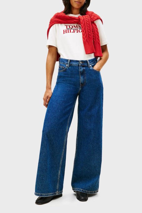 Tommy Hilfiger Pamuklu Relaxed Fit Logolu Bisiklet Yaka Bayan T Shirt WW0WW47884 YBI BEYAZ - Tommy Hilfiger (1)