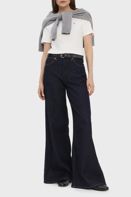 Tommy Hilfiger Pamuklu Slim Fit Bisiklet Yaka Bayan T Shirt WW0WW40587 YBL BEYAZ - Tommy Hilfiger (1)