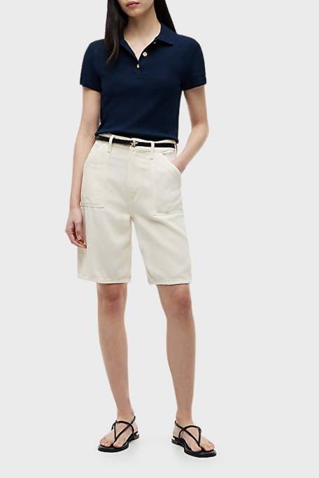 Tommy Hilfiger Pamuklu Slim Fit Düğmeli Bayan Polo Yaka T Shirt WW0WW49252 C1G LACİVERT - Tommy Hilfiger (1)