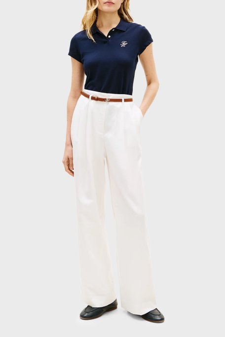 Tommy Hilfiger Pamuklu Slim Fit Düğmeli Bayan Polo Yaka T Shirt WW0WW49259 C1G LACİVERT - Tommy Hilfiger (1)