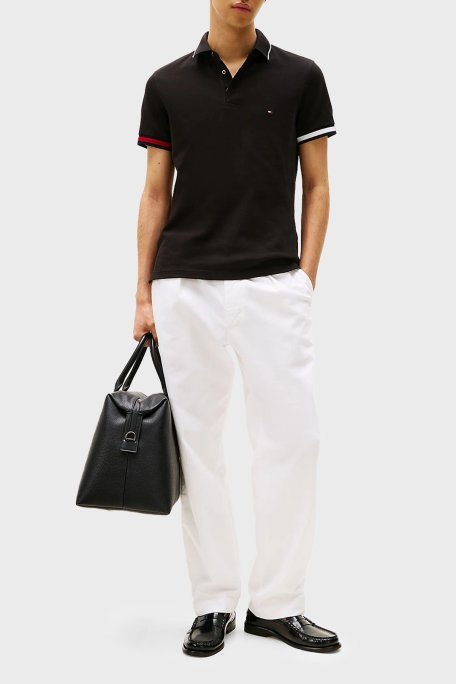 Tommy Hilfiger Pamuklu Slim Fit Düğmeli Erkek Polo Yaka T Shirt MW0MW38458 BDS SİYAH - Tommy Hilfiger (1)