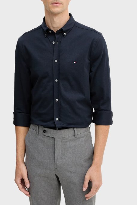 Tommy Hilfiger Pamuklu Slim Fit Düğmeli Yaka Erkek Gömlek MW0MW41059 DW5 LACİVERT - Tommy Hilfiger