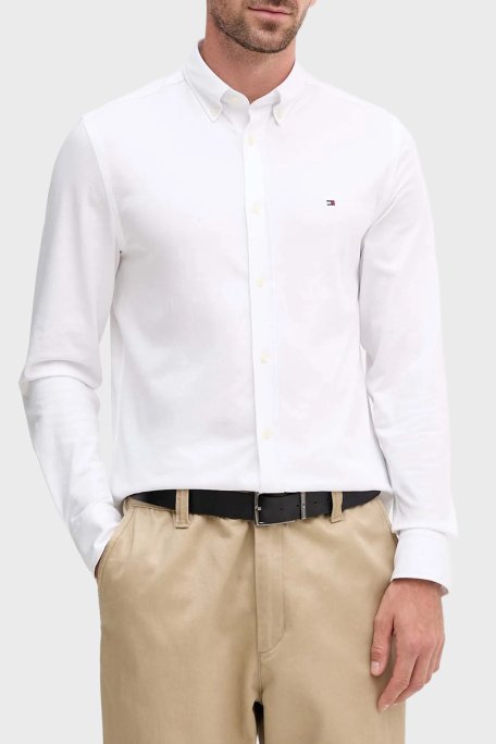 Tommy Hilfiger Pamuklu Slim Fit Düğmeli Yaka Erkek Gömlek MW0MW41059 YBR BEYAZ - Tommy Hilfiger