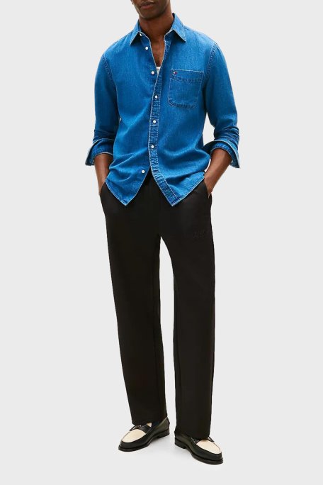 Tommy Hilfiger Pamuklu Straight Fit Düz Paça Jogger Erkek Pantolon MW0MW42538 BDS SİYAH - Tommy Hilfiger (1)