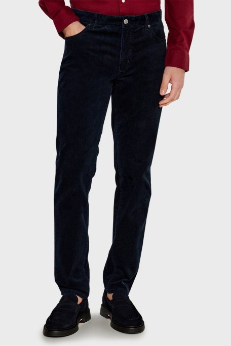 Tommy Hilfiger Pamuklu Straight Fit Düz Paça Kadife Erkek Pantolon MW0MW36696 DW5 LACİVERT - Tommy Hilfiger