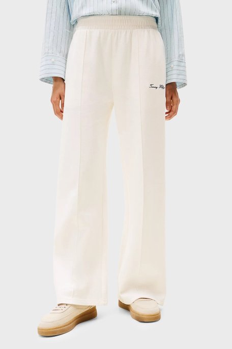 Tommy Hilfiger Pamuklu Straight Fit Normal Bel Düz Paça Bayan Pantolon WW0WW45744 YA8 BEYAZ - Tommy Hilfiger (1)