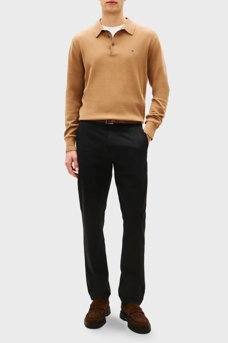 Tommy Hilfiger Pamuklu Straight Fit Normal Bel Düz Paça Erkek Pantolon MW0MW40262 BDS SİYAH - Tommy Hilfiger