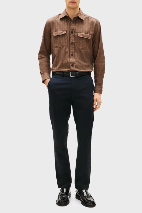 Tommy Hilfiger Pamuklu Straight Fit Normal Bel Düz Paça Erkek Pantolon MW0MW40262 DW5 LACİVERT - Tommy Hilfiger