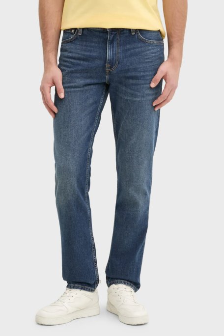 Tommy Hilfiger Pamuklu Straight Fit Normal Bel Düz Paça Jeans Erkek Kot Pantolon MW0MW38826 1BD MAVİ - Tommy Hilfiger