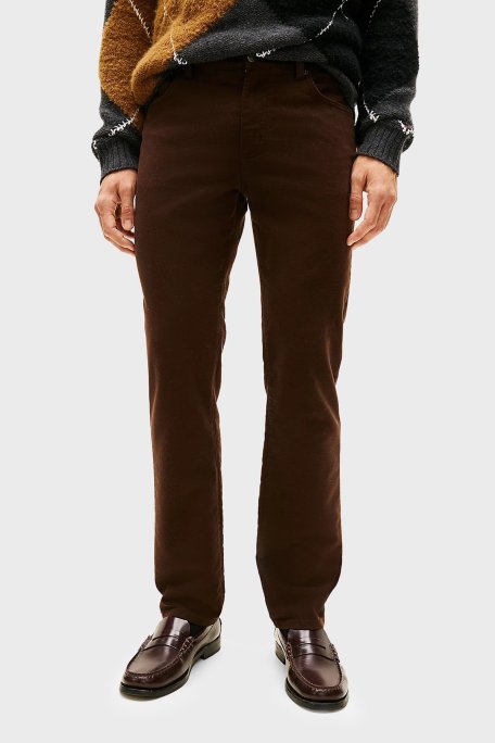 Tommy Hilfiger Pamuklu Straight Fit Normal Bel Erkek Pantolon MW0MW40266 GUE KAHVE - Tommy Hilfiger