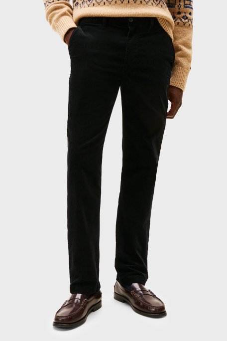 Tommy Hilfiger Pamuklu Straight Fit Normal Bel Kadife Erkek Pantolon MW0MW40267 BDS SİYAH - Tommy Hilfiger