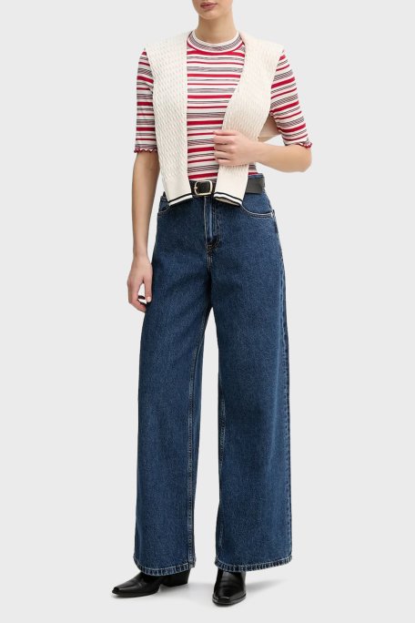 Tommy Hilfiger Pamuklu Wide Leg Fit Yüksek Bel Jeans Bayan Kot Pantolon WW0WW47695 1A5 MAVİ - Tommy Hilfiger (1)