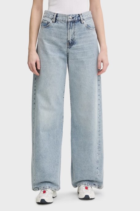 Tommy Hilfiger Pamuklu Wide Leg Fit Yüksek Bel Jeans Bayan Kot Pantolon WW0WW48519 1AA MAVİ - Tommy Hilfiger